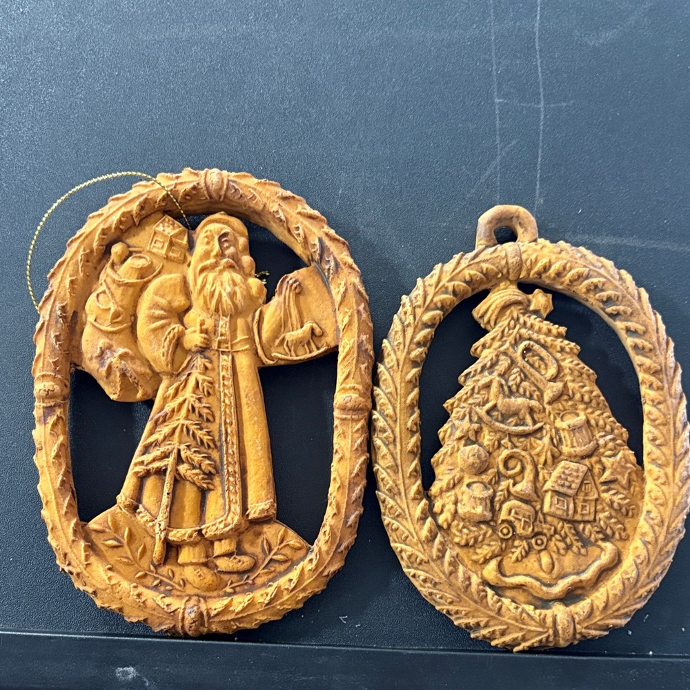 Vintage Holiday Ornaments - Santa and Christmas Tree